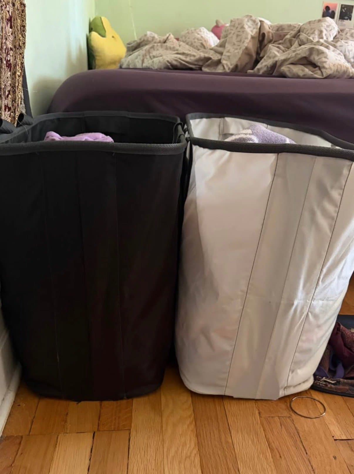 Black and White Collapsable Laundry Hampers